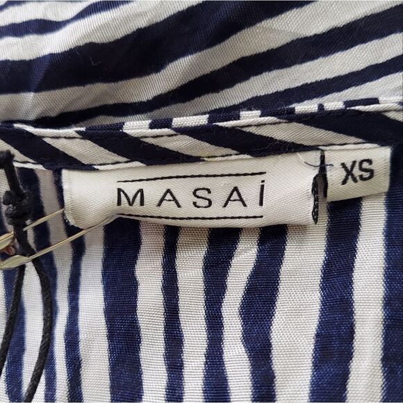 NWT MASAI Crepe Dress Navy & White Zebra Stripes Size XS - Picture 10 of 14